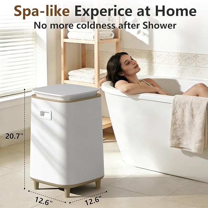 22L Towel Warmer for Bathroom – Fast Heating Blanket Warmer, Fits Two 40" x 70" Oversized Towels, Blankets & Bathrobes, Auto Shut-Off, Adjustable Timer, Portable Towel Warmer Bucket - Brown