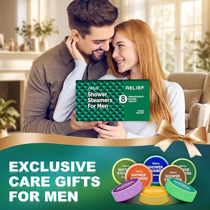 Shower Steamers for Men - 8 Pack Shower Bombs Aromatherapy with Essential Oils, Dad Gifts for Fathers Day, Birthday Gifts for Men, Relaxation Mens Gifts Ideas