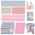 Disposable Manicure Kit Professional, 50 Set Press On Nail Tool Kit with Nail File, Nail Buffer, Nail Buffer Block, Nail Handle Brush, Wood Stick, Packaging Bag (Pink-50pcs)