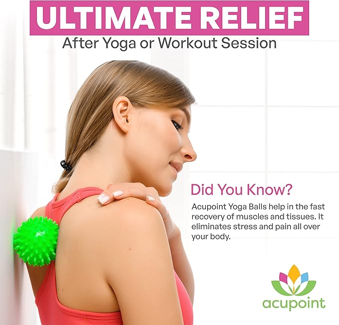 Acupoint Physical Massage Therapy Lacrosse Ball Set Ideal for Yoga Deep Tissue Massage Trigger Point Therapy and Myofascial Release Physical Therapy Back Foot Plantar Fasciitis (Spiky Ball)