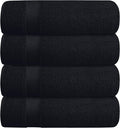 BELZZI Home Ultra Soft 4 Pack Oversized Bath Towel Set 27x54, Cotton Compact Bath Towels, Highly Absorbant Eco-Friendly Quickdry & Lightweight Towel, Ideal for Gym Travel Camp Pool - Black