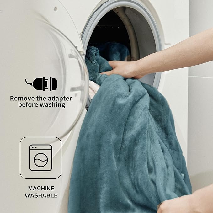 JET'S HOME Heated Blanket Queen 84"x90" - ETL&FCC Certified Flannel Electric Blanket Throw Machine Washable Heating Blanket with 4 Heating Levels 10 Hours Auto-Off Overheating Protection (Blue)