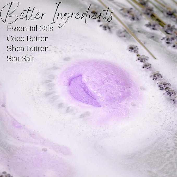 EvolutionUSA 3 Lavender Dreams Bath Bombs for Women – Organic Flower Bath Bombs, Soft Lavender Bath Fizzers, Womens Bath Gift Valentines or Easter, Lush Bath for Girls, Mothers Day Bathbombs