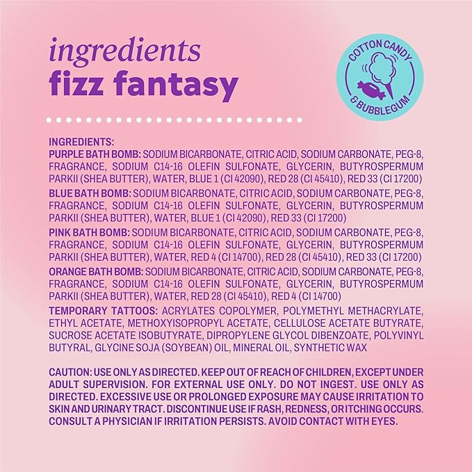 ONYX Professional Fizz Fantasy Unicorn Bath Bombs for Kids, Cotton Candy Scented | Bath Bombs with Surprise Toy or Tattoo | Fun Bath Bomb for Kids and Bath Time Gifts, 4 Count