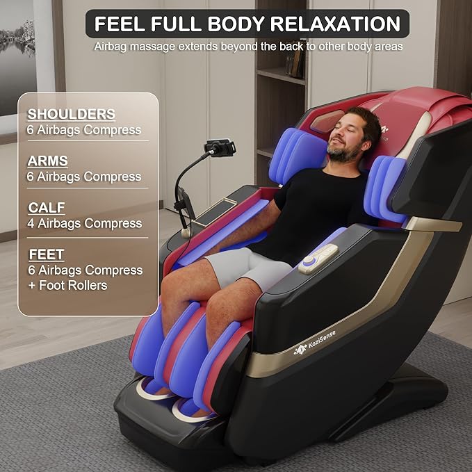 KoziSense KZ-313 2026 Heated Jade Roller Massage Chair Full Body, Deep Zero Gravity SL-Track with Heat, 12 Auto Modes, 6 Custom Programs, Backlit Touch Screen, Voice Control, Wireless Charger