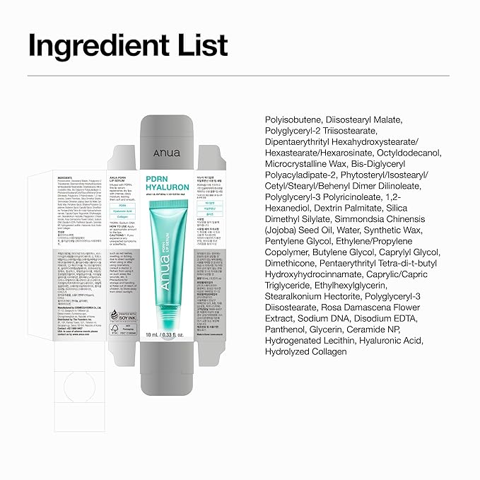 Anua PDRN Lip Serum, Long-lasting Hydration for Dry, Cracked Lips, Non-Sticky Moisturizing Lip Care with Salmon DNA, Hyaluronic Acid & Collagen, Korean Skincare, 0.33 fl.oz