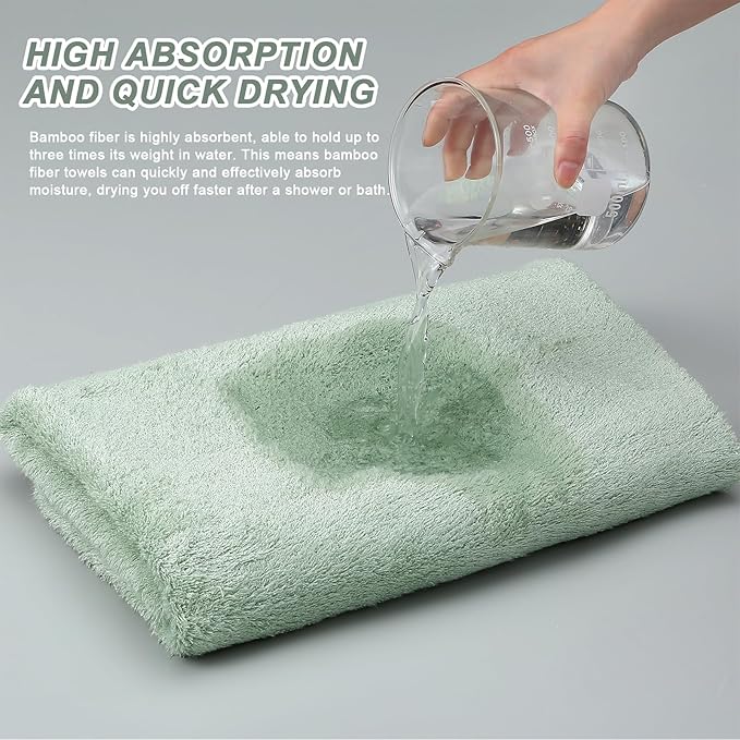 Aibaser Bath Towels - Natural, Ultra Absorbent Towels for Bathroom, Travel, Gym, Shower and Spa (2 Piece Set) (Green, 35 in x 70 in)