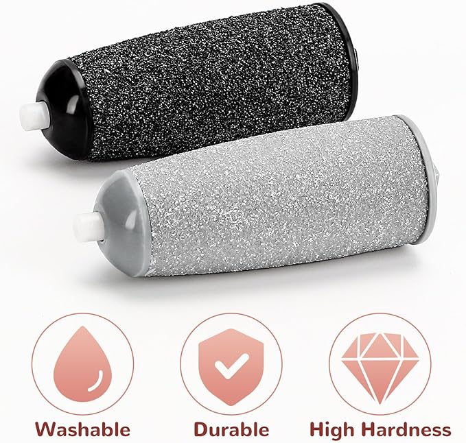 10 Pack Pedicures Replacement Heads,Electric Foot Callus Remover Roller Refills,Replacement Roller Refill Heads (Pedicure Tool Not Included) (Black Gray-B)