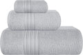 BOUTIQUO Ultra Soft 3 Pack Cotton Towel Set, Contains a Bath Towels 28x55 inch, a Hand Towels 16x24 inch & a Wash Coths 12x12 inch, Ideal Everyday use, Compact & Lightweight - Light Grey