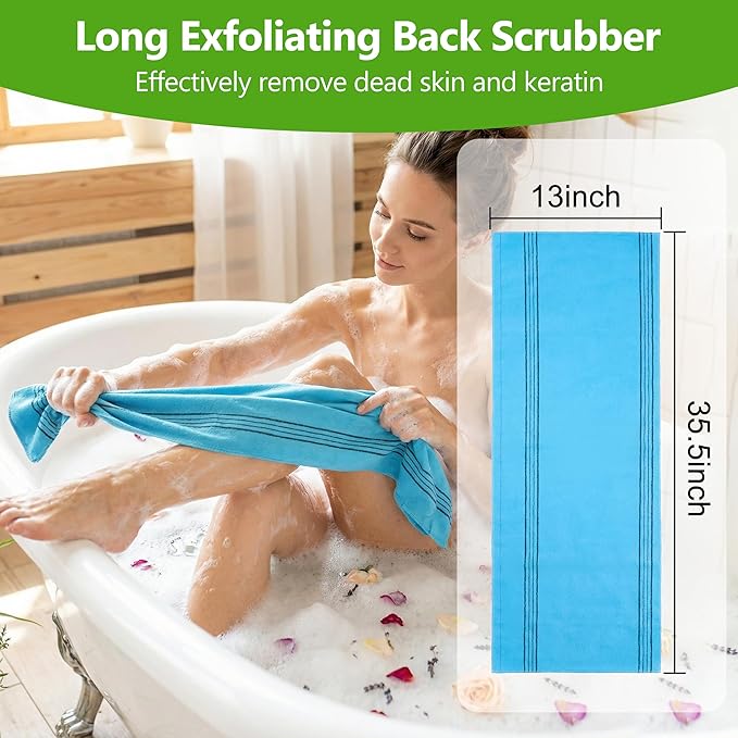 4 Pcs Korean Exfoliating Washcloth with 4 Pcs Korean Exfoliating Mitt, Gentle Exfoliating Korean Scrubber, Large Korean Washcloth Exfoliating, Colorful Korean Body Scrubber for Cleaning Skin
