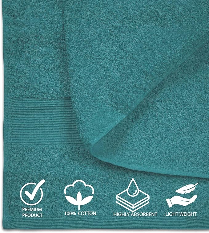 100% Cotton Luxury Bath Sheets - 35" x 70" - 600 GSM Cotton Towels for Bathroom - Set of 2 Super Soft, Highly Absorbent Bath Sheet - Oeko-Tex Certified (Teal)