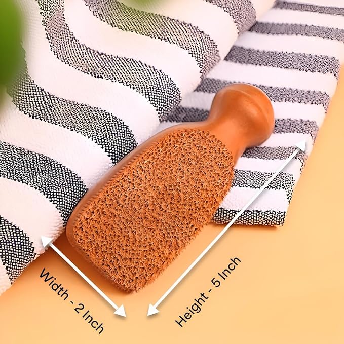 QUBA LINEN Pumice Stone for Feet - 2-Sided Terra Cotta Foot Scrubber, Professional Exfoliating Clay Stone for Feet Hands Body Care - Pumice Stone for Feet Callus Remover, Brown (Pack of 2)