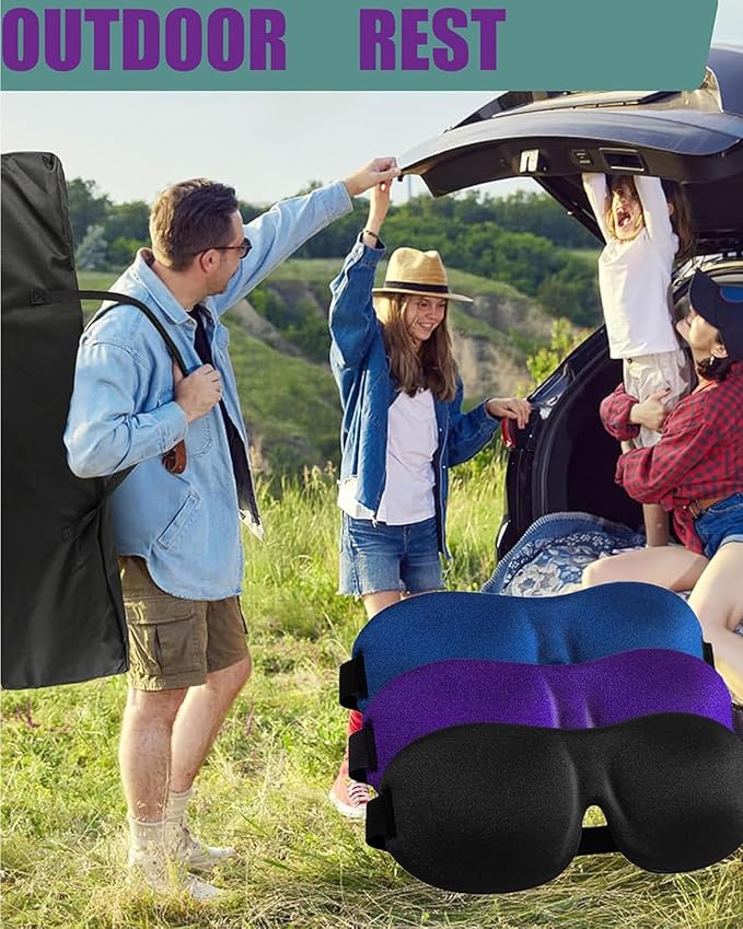 Soft 3D Blackout Sleep Eye Mask 1 Pack for Side Sleepers, Men，Women ，Adjustable Velcro, Night Blindfold,Travel Relaxation (Purple)