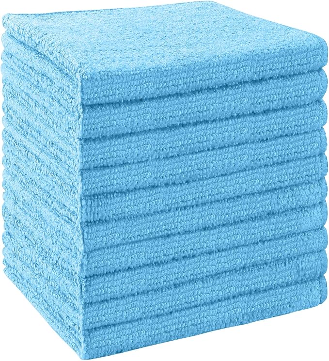 UNIMADE Washcloths Bulk - 10 Pack - Face Towels (12" x 12"), Highly Soft Wash Cloths and Hand Towels, Fast Drying Multi-Purpose Microfiber Cleansing Cloths for Bathroom, Hotel, Spa, and Salon - Blue