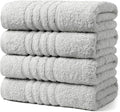 Aibaser Towels - Premium 100% Cotton Bath Towels Set (27 x 54 inches), Lightweight and High Absorbency Quick Drying (Light Grey)