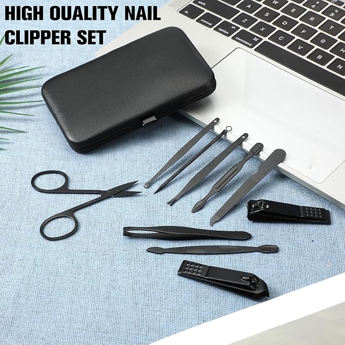Nail Clippers Sets Manicure Stainless Steel Nail Grooming Cutter Kit Travel Pedicure Care Tools Accessories File Tip Tweezers Cuticle Pusher for Women Dad Men Teen Boys Boyfriend