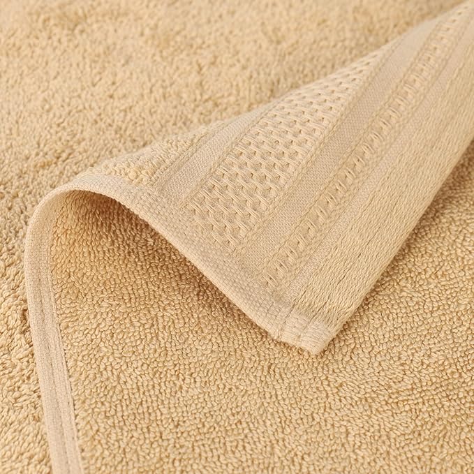 Superior Honeycomb Cotton Medium Weight Towels, for Guest Bath, Master Bathroom, Shower, Kitchen, Quick Dry, Adults, Home Essentials, Textured Waffle Border, Towel Set, Hand Towels, Set of 6, Gold