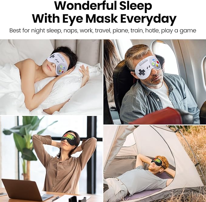2 Pcs Sleep Eye Mask, Guys Blackout Sleeping Mask for Kids Adult Children's Travel Eye Mask Eye Cover Blindfold for Game