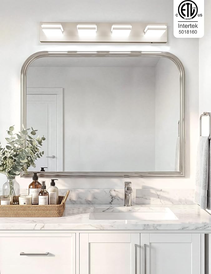 VOLISUN Modern Bathroom Vanity Light Fixtures (4-Light, 30-Inch), 5CCT Dimmable Bathroom Light Fixtures Over Mirror, 360°Rotatable Head, Brushed Nickel LED Vanity Lights for Bathroom-ETL Certificated