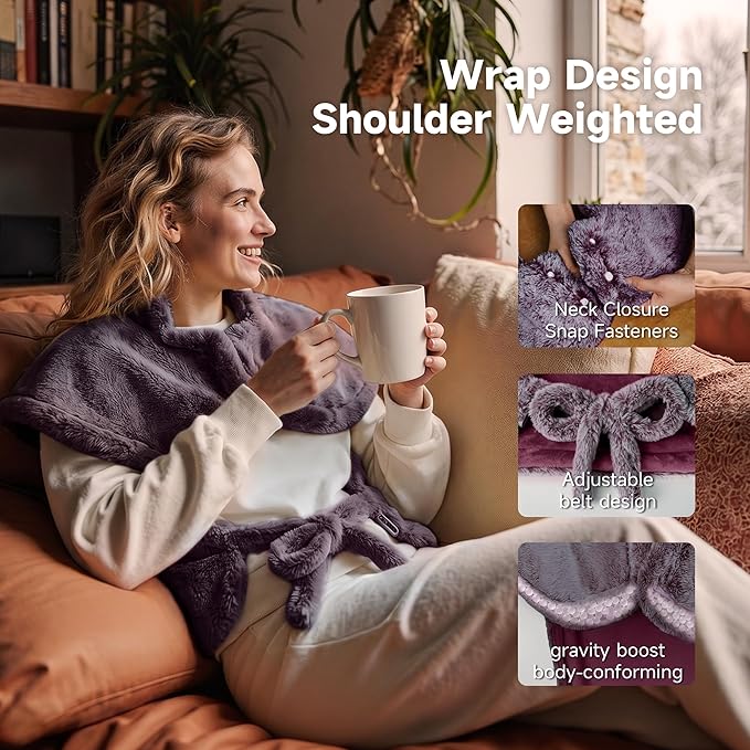 GOTCOZY Wareable Heating Pad for Back Pain Relief, 26"x35" Electric Heat Pad with Neck and Shoulder，6 Heat Settings & 1-3H Auto Shut Off, Machine Washable, Gifts for Women, Men, Mom, Dad (Wine Red)