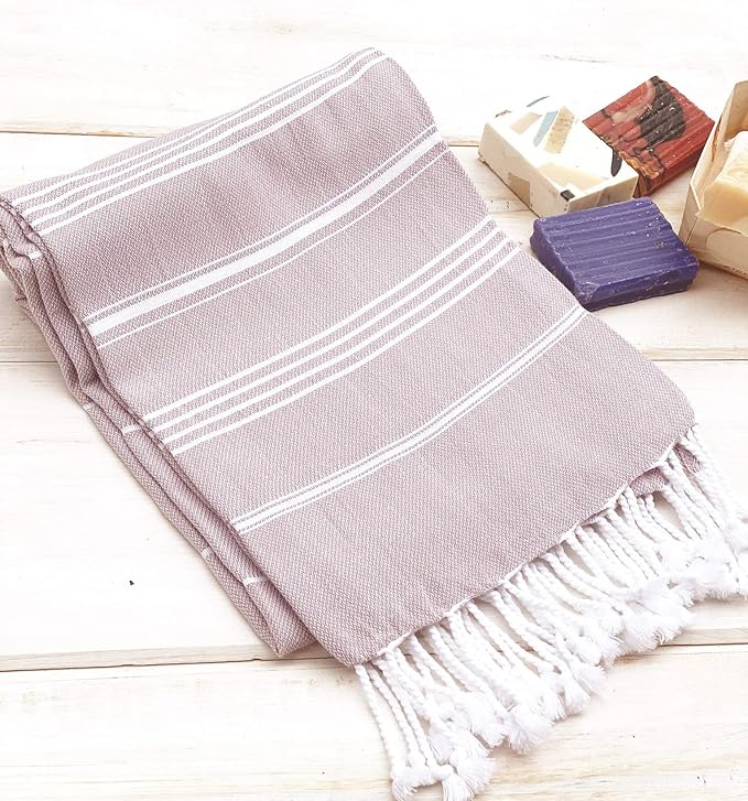 Beach Towel 100% Cotton Turkish Beach Towel Adult 38x70 Inch Pre-washed Absorbent Extra Large|Sand Free Quick Dry BathTowels|Lightweight Blanket|Travel Cruise Camping Spa Gym Yoga Sports Towel|Bark