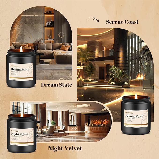Hotel Scented Candles Set, 6 Pack Candles for Home Scented, Luxury Aromatherapy Jar Candle Gifts for Men & Women, Natural Soy Wax Long Lasting Candle Kit for Halloween, Birthday, Christmas