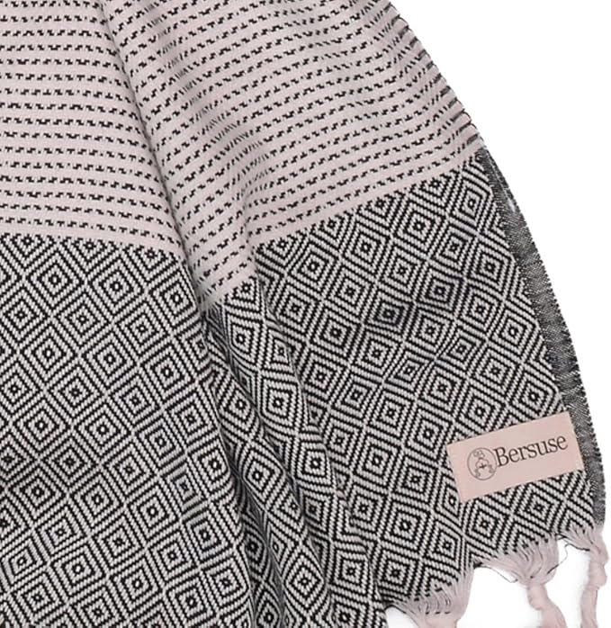 Bersuse 100% Cotton Hierapolis XL Throw Blanket for Couch - 100% Cotton Lightweight Durable Throw Blanket, Big Blanket for Sensitive Skin, Decorative and Versatile - 60x95 Inches, Black