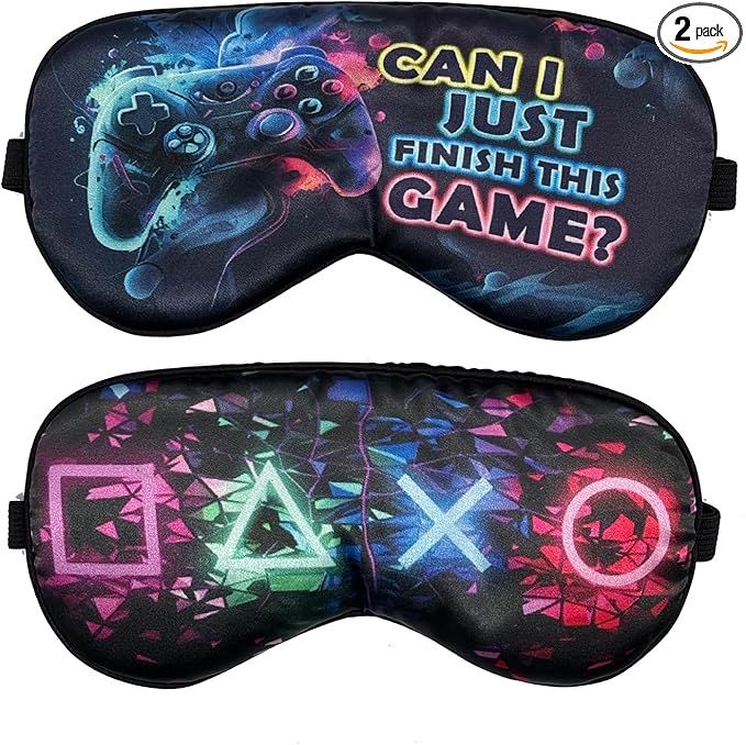 2 Pcs Boys Sleep Eye Mask, Guys Blackout Sleeping Silk Mask for Kids Adult Children's Travel Eye Cover Blindfold for Game