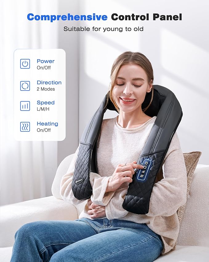KINGJOY Neck and Shoulder Massager with Heat, Mothers Day Gifts, Shiatsu Neck and Back Massager for Back, Shoulder, Legs, 2026 Upgraded 4D Kneading Deep Tissue Pain Relief, Gifts for Women/Men/Mom/Dad