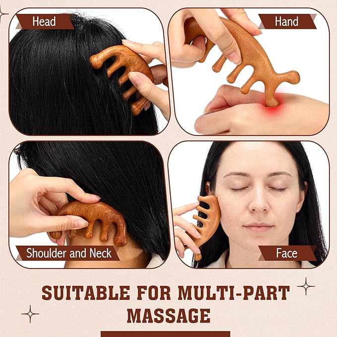 LemonRoad 12 Pack Wooden Scalp Massager Natural Sandalwood Wide Tooth Combs Wooden Scalp Massage Combs Bulk for Hair Growth Hair Care (Sea Lion&Classic)