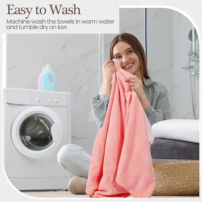 VitalCozy Set of 6 Large Bath Towels for Bathroom 28 x 55 Inches Soft Absorbent Shower Towels Bulk for Daily Use Gym Beach Pool Hotel(Multicolor)