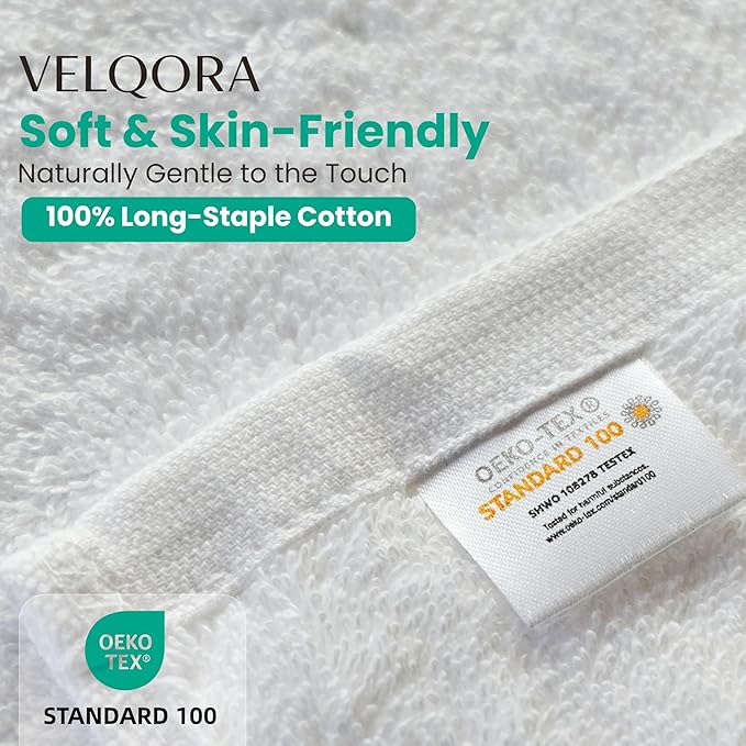 Bath Towels 2 Pack, 30 x 60 Inches, Large 100% Cotton Towels, Soft, Absorbent, Comfortable for Home, Spa, and Gym, (White)