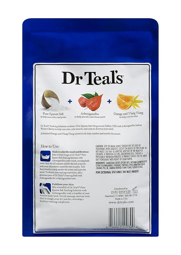 Dr Teal's Epsom Salts Calm Your Mind (Ashwagandha) 3Lb 1.36Kg (Pack of 2)