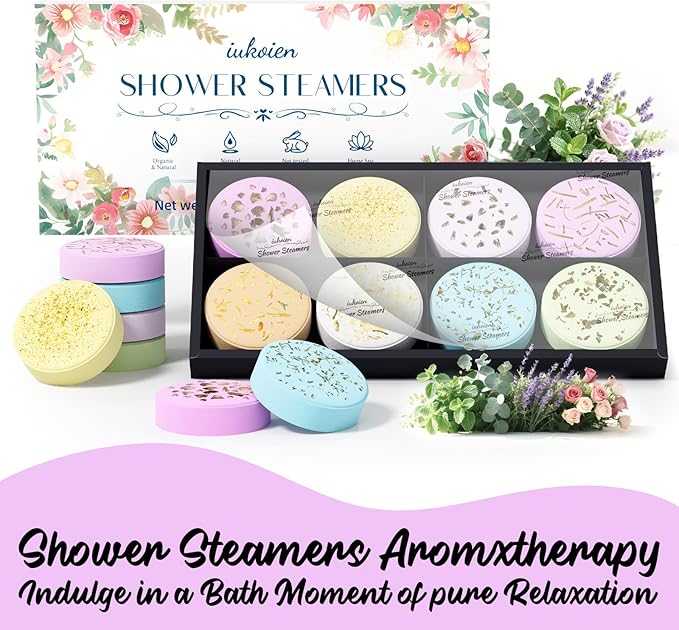 Shower Steamers Aromatherapy -8 Pack Gifts for Women Shower Bombs Tablets,Self Care Relaxation Home SPA ，Easter Basket Stuffers Gifts for Women Adults Her Mom Him Men with Natural Essential Oils
