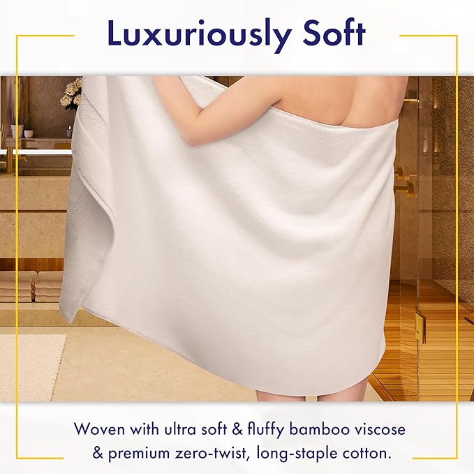 Alusa Home Ultra Soft & Plush Viscose from Bamboo Bath Sheets - 700 GSM Pack of 2 - Extra Large 70x35 in - Super Absorbent & Quick Drying (White)