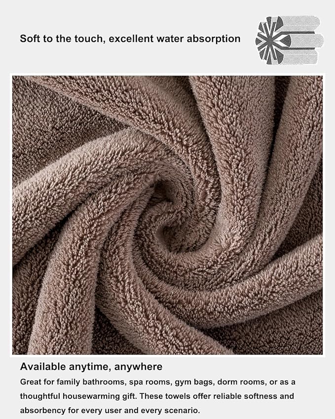 sakano 4-Piece Bath Towel Set,Quick-Dry Absorbent Lint Free & Launder Soft Coral Velvet Microfiber Towels for Bathing, Fitness, Spa, and Guest Use -Dark Gray, 28 x 55 inches
