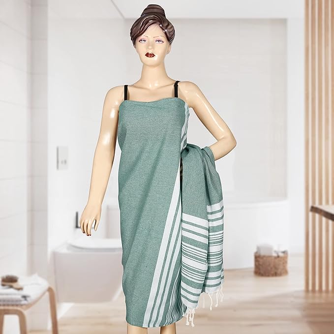 Goroly Home Cotton Turkish Peshtemal Beach Towel, Extra Large, Thin Quick Dry Sand Free Pool & Swim Towel, Bathing Blanket, Travel Essentials, (Pista Green, 36x71 Inches)