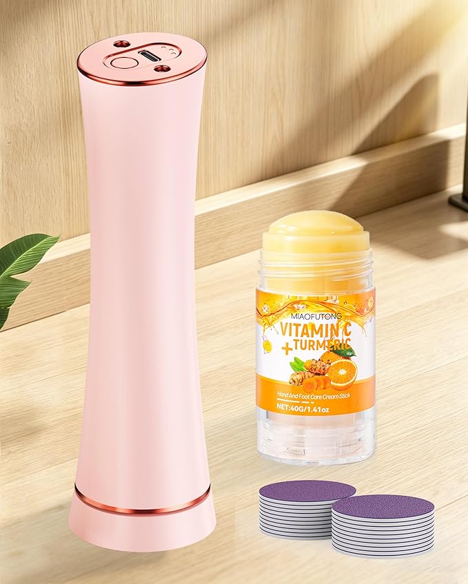 Electric Foot Callus Remover, 3-Speed Rechargeable Cordless Electronic Foot File with Moisturizing Balm, Electric Callus Remover Kit for Dead Skin, Birthday & Mothers Day Gifts for Women Mom (Pink)