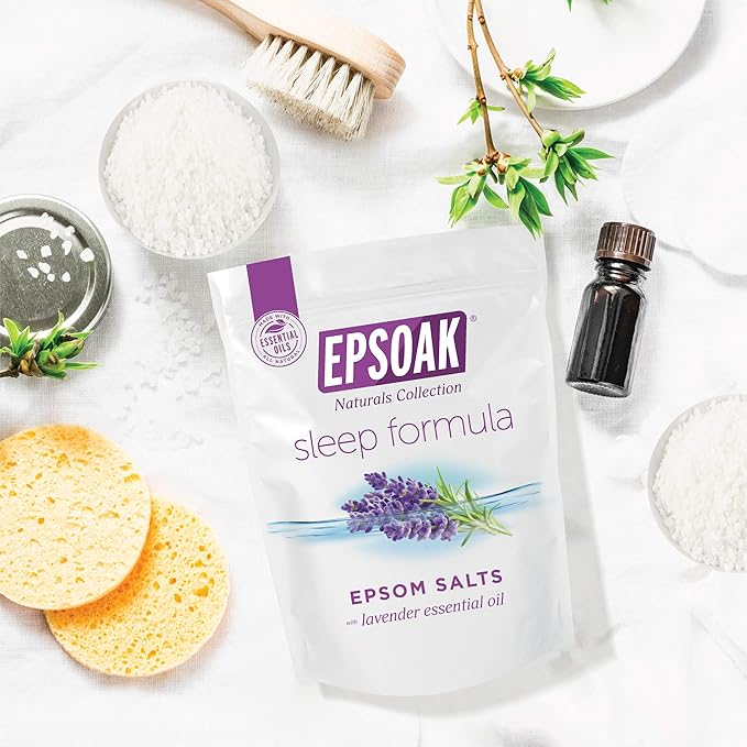 Epsoak Epsom Salt 2 lb. USP Magnesium Sulfate with Lavender Scent Resealable Epsom Salt Bag, Made in The USA, Cruelty-Free Certified