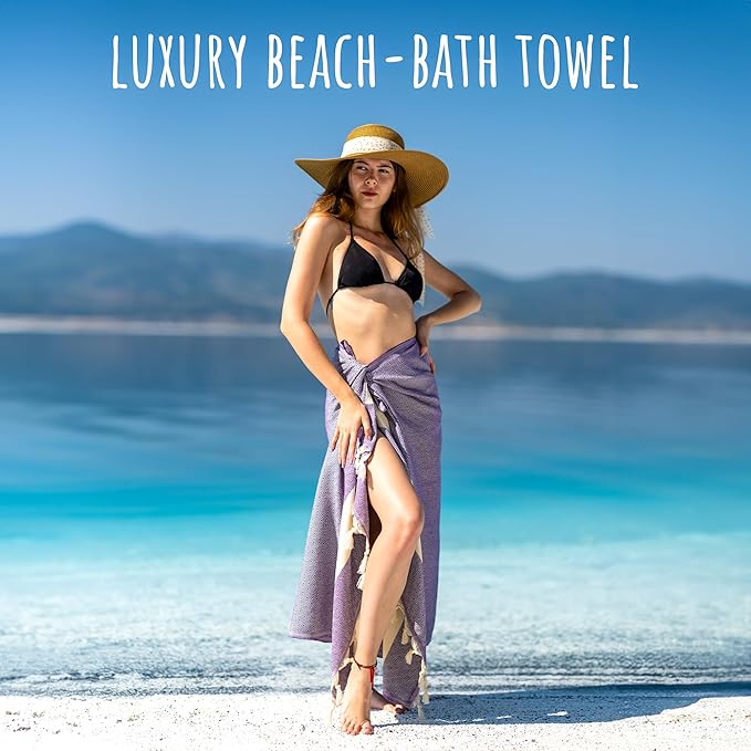 Turkish Beach Towel Oversized Clearance XL 40x71- Sand Free - 100% Cotton Soft Quick Dry - Extra Large Blanket Travel and Pool Towels for Adults- Cloud Sandproof, Beach Essentials for Women