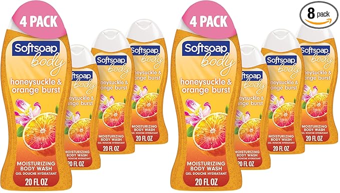 Softsoap Body Wash,Honeysuckle & Orange Burst Body Wash,20 Ounce,(Pack of 8)