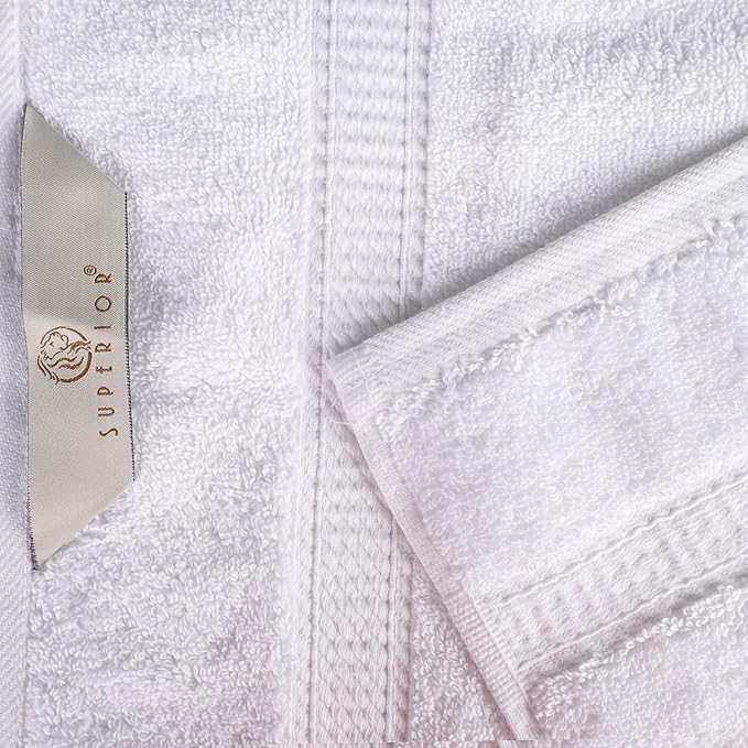 SUPERIOR Egyptian Cotton Pile 8 Piece Towel Set, Includes 2 Bath, 2 Hand, 4 Face Towels/Washcloths, Ultra Soft Luxury Towels, Thick Plush Essentials, Guest Bath, Spa, Hotel Bathroom, White
