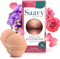 Saavy Naturals Bath Bombs – Relaxing Foaming Fizz Bubbles, Organic Bath Bombs for Women and Kids with Jojoba Oil - Gentle for Sensitive Skin - Made in USA - Bulgarian Rose (1 Pack) - 12 oz