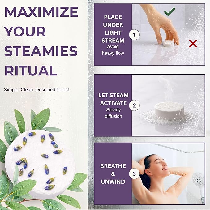 STEAMIES Shower Steamers Aromatherapy Deep Sleep 15 Pack – Premium Lavender Essential Oils Tablets with Chamomile & Vetiver, Relaxation & Stress Relief – Mothers Day Gifts for Mom, Gifts for Women