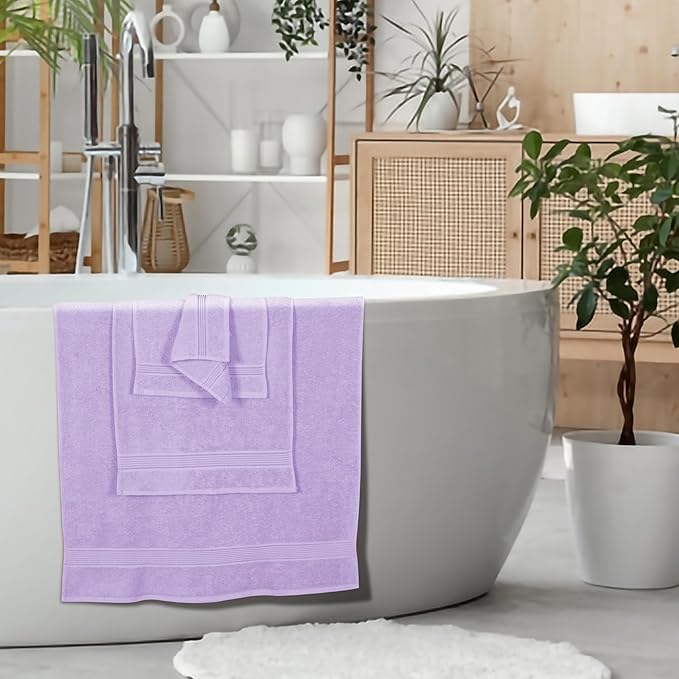 Elvana Home Ultra Soft 6 Pack Cotton Towel Set, Contains 2 Bath Towels 28x55 inch, 2 Hand Towels 16x24 inch & 2 Wash Coths 12x12 inch, Ideal for Everyday use, Compact & Lightweight - Dark Purple
