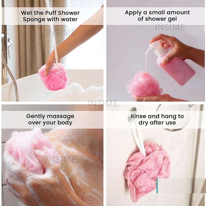 Mesh Loofah Sponges, 8-Pack Small Loofahs for Kids Colorful Sponges Mesh Pouf Resuable Shower Sponges Loofah Bath Ball Back (8 Pack)