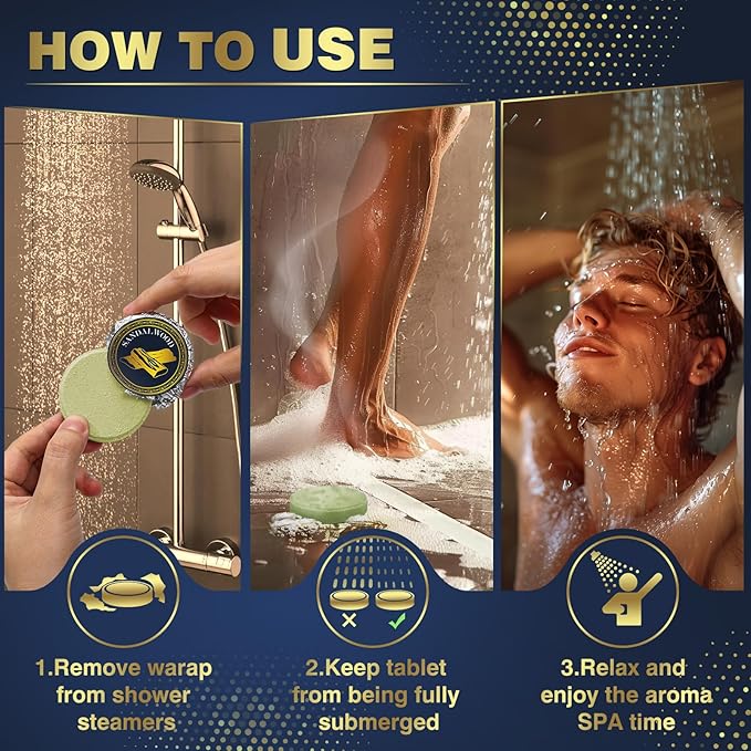 Qivatex Shower Steamers Aromatherapy, Gifts for Men Teen Boys Him, Dad Gifts for Fathers Day, SPA Self Care Relaxation Stress Relief Natural Essential Oils Bath Bombs
