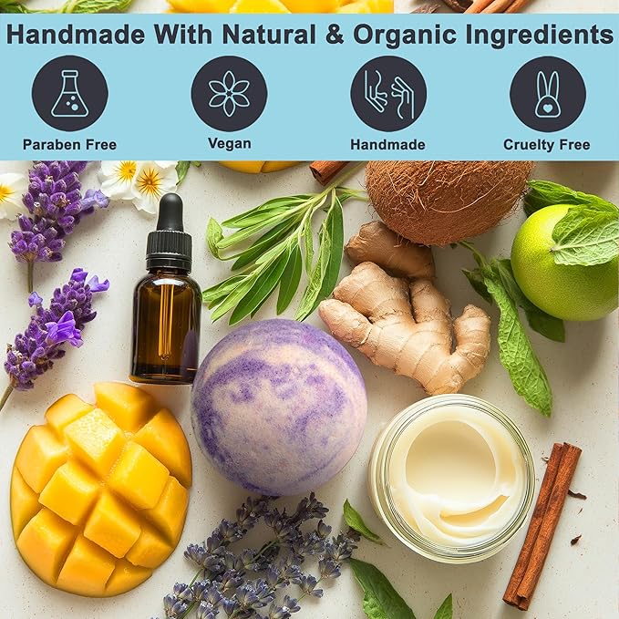 Luxury Bath Bombs for Men - Gift Set of 12 Large Bathbombs with Organic Essential Oils - Natural Vegan Soap for Moisturizing Fizzy Bubbles, Sandalwood