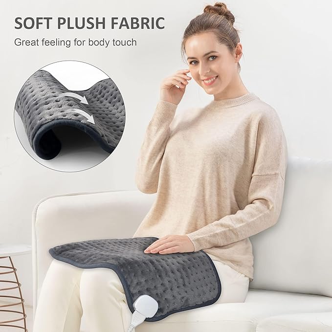 Snailax Heating Pad for Back Pain Relief，Electric Heat Pad for Period Cramps, Neck, Shoulders, Heated Pad with Adjustable Strap, 6 Heat Levels, Auto Shut Off, 16”x24”,Washable,Gifts for Mom Wife