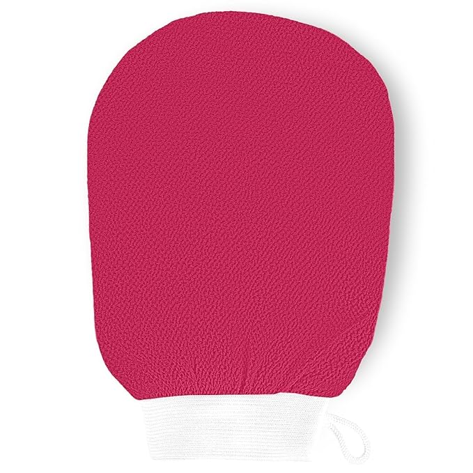 Ultra Thin Exfoliating Glove(1pc), Tanning mitt, Dead Skin Remover for Body, Body Exfoliator for Self-Tan Removal & Keratosis Pilaris（Rosy Red）